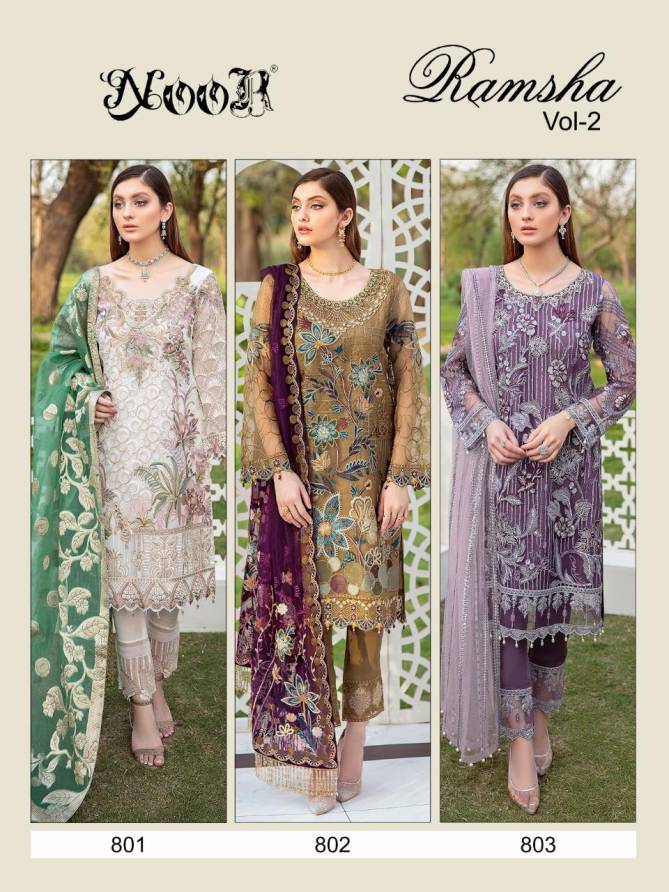 Noor Ramsha 2 Fancy Festive Wear Greogette with Heavy Embroidery Pakistani Salwar Kameez Collection
